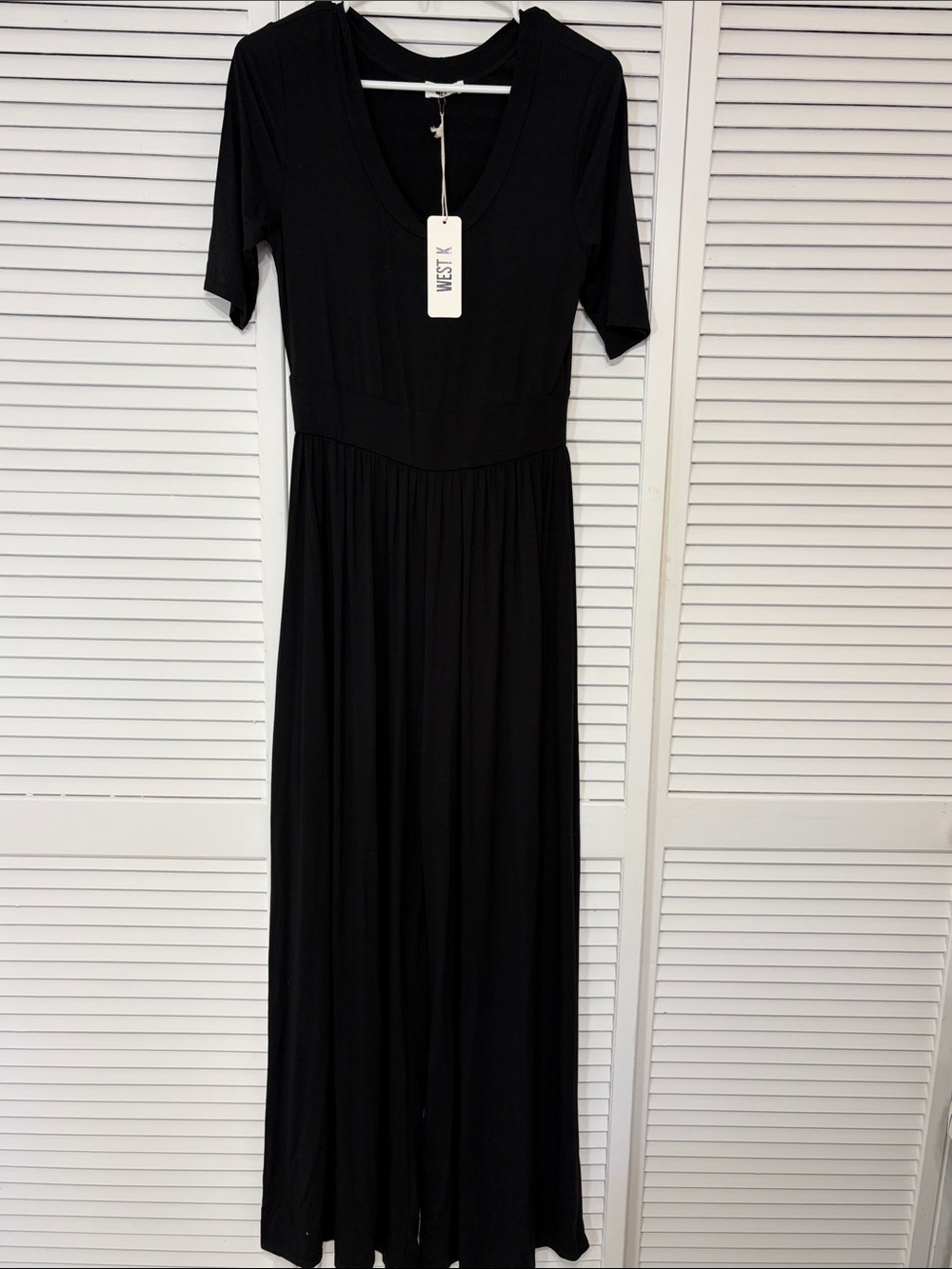 Classic Black V-Neck Maxi Jumpsuit by West K